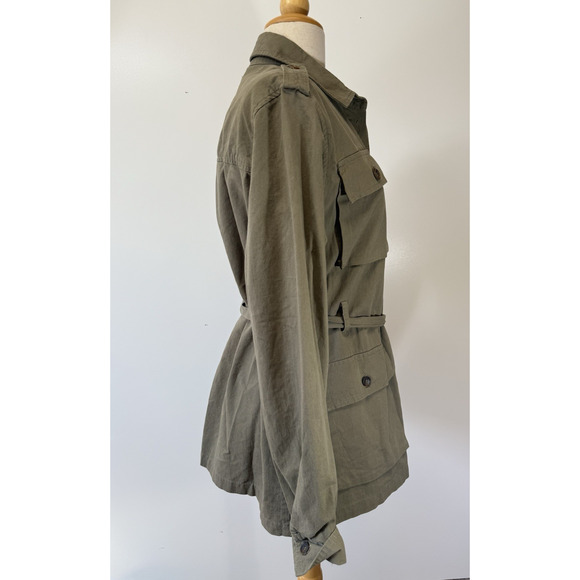 Line the Label Olive Green Utility Jacket Belted Button Down Size Small - Picture 5 of 15